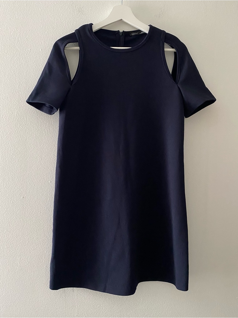 Zara Navy Cold-Shoulder Mini Dress